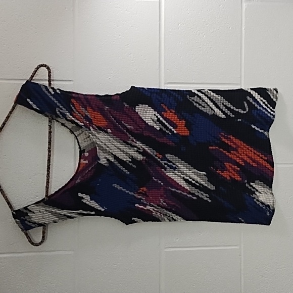 Y2K Colorful Abstract Bubble Waffle Stretchy Textured Shell Tank Top - Picture 9 of 9